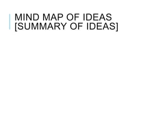 MIND MAP OF IDEAS
[SUMMARY OF IDEAS]
 