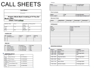 CALL SHEETS
 