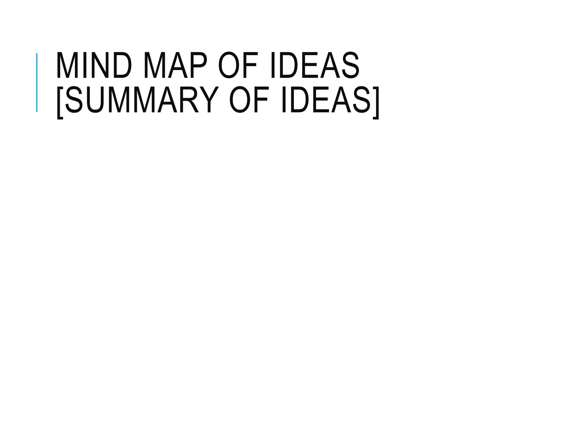 MIND MAP OF IDEAS
[SUMMARY OF IDEAS]
 