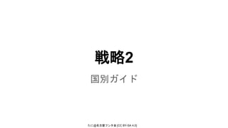 たに@名古屋フンタ会 [CC BY-SA 4.0]
戦略2
国別ガイド
 