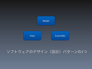 Model




      View           Controller




ソフトウェアのデザイン（設計）パターンの1つ
 