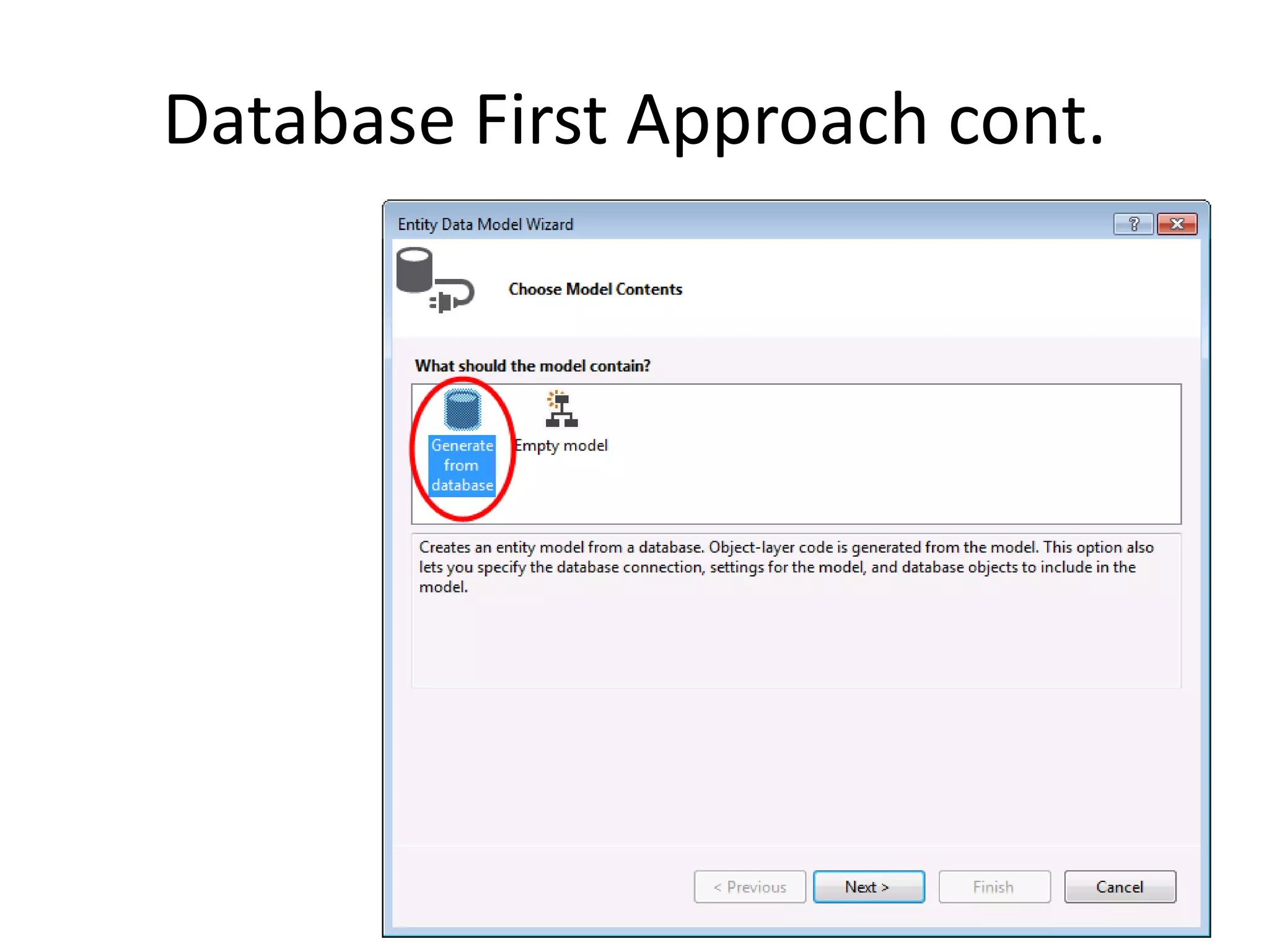 Database First Approach cont.
 