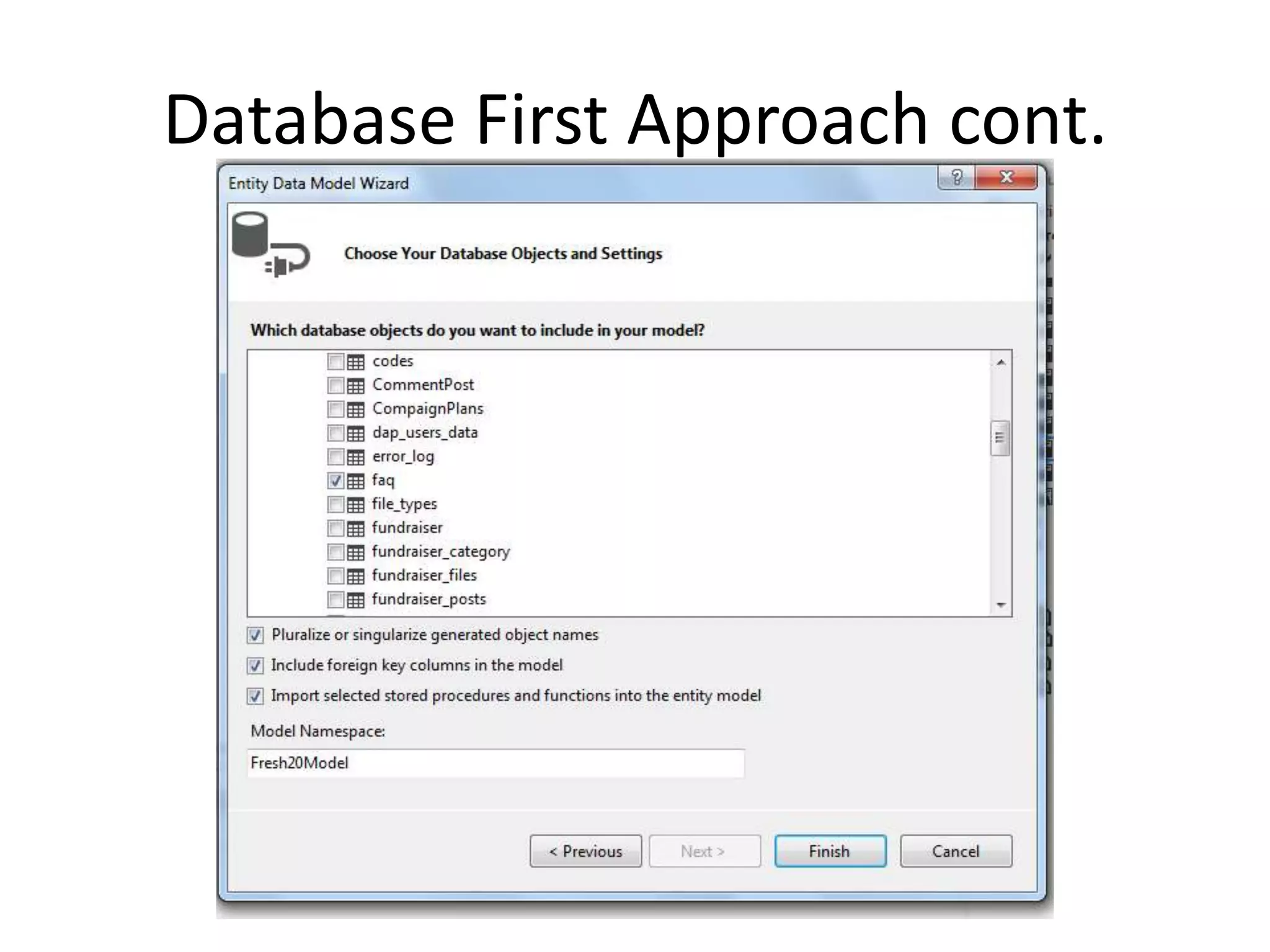 Database First Approach cont.
 