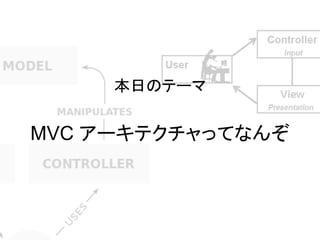 MVC アーキテクチャってなんぞ
本日のテーマ
 