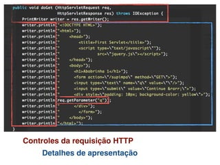 Controles da requisição HTTP
Detalhes de apresentação
 