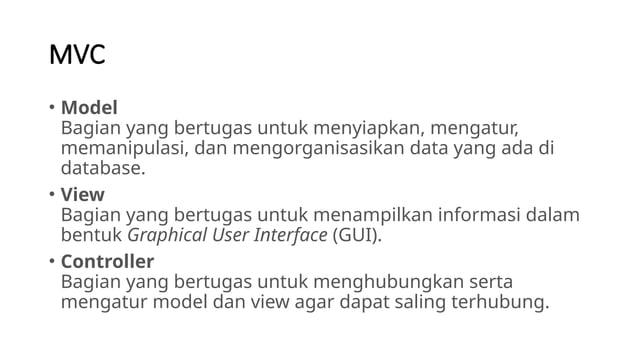 Materi pembelajaran MVC (model View Controller) | PPT