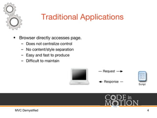 Traditional Applications <ul><li>Browser directly accesses page. </li></ul><ul><ul><li>Does not centralize control </li></...