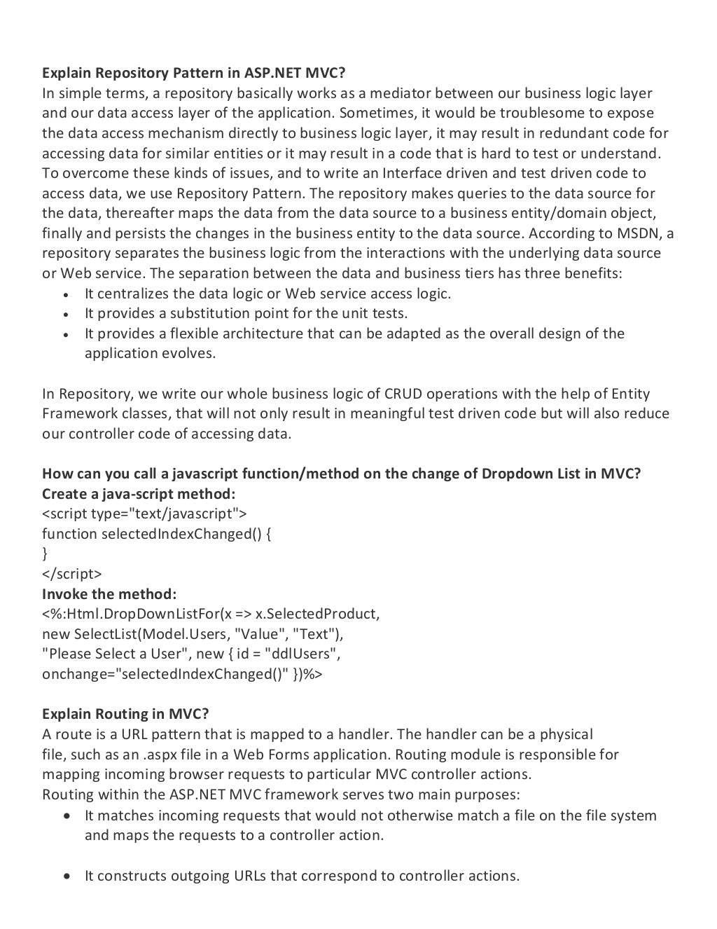 Mvc3 interview questions and answers