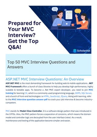 MVC Interview Questions PDF By ScholarHat | PDF