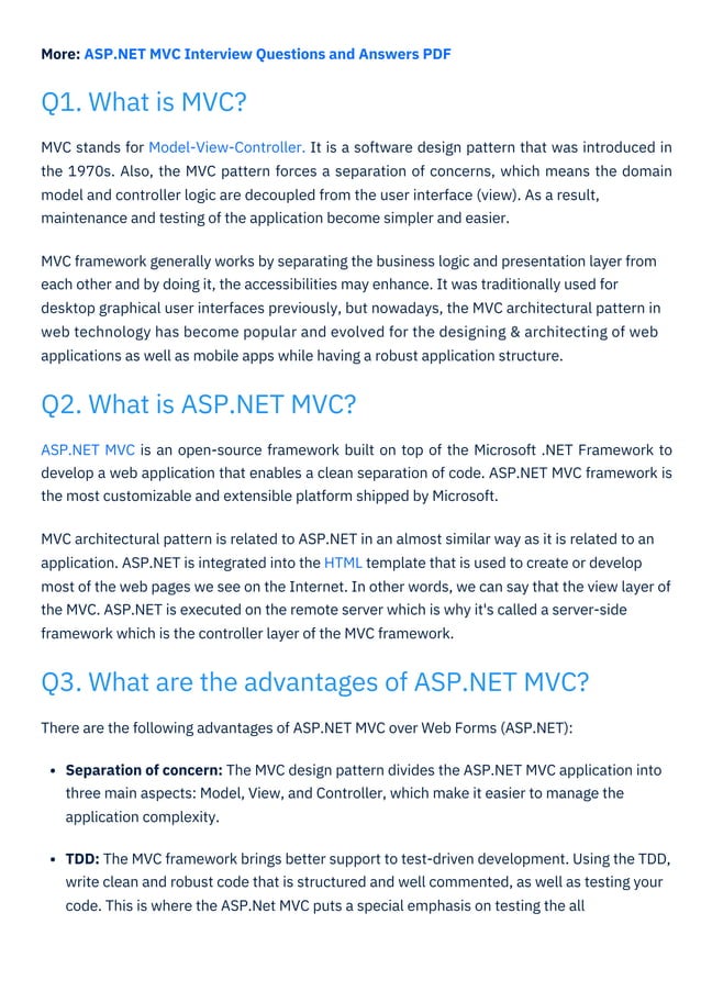 Mvc Interview Questions Pdf