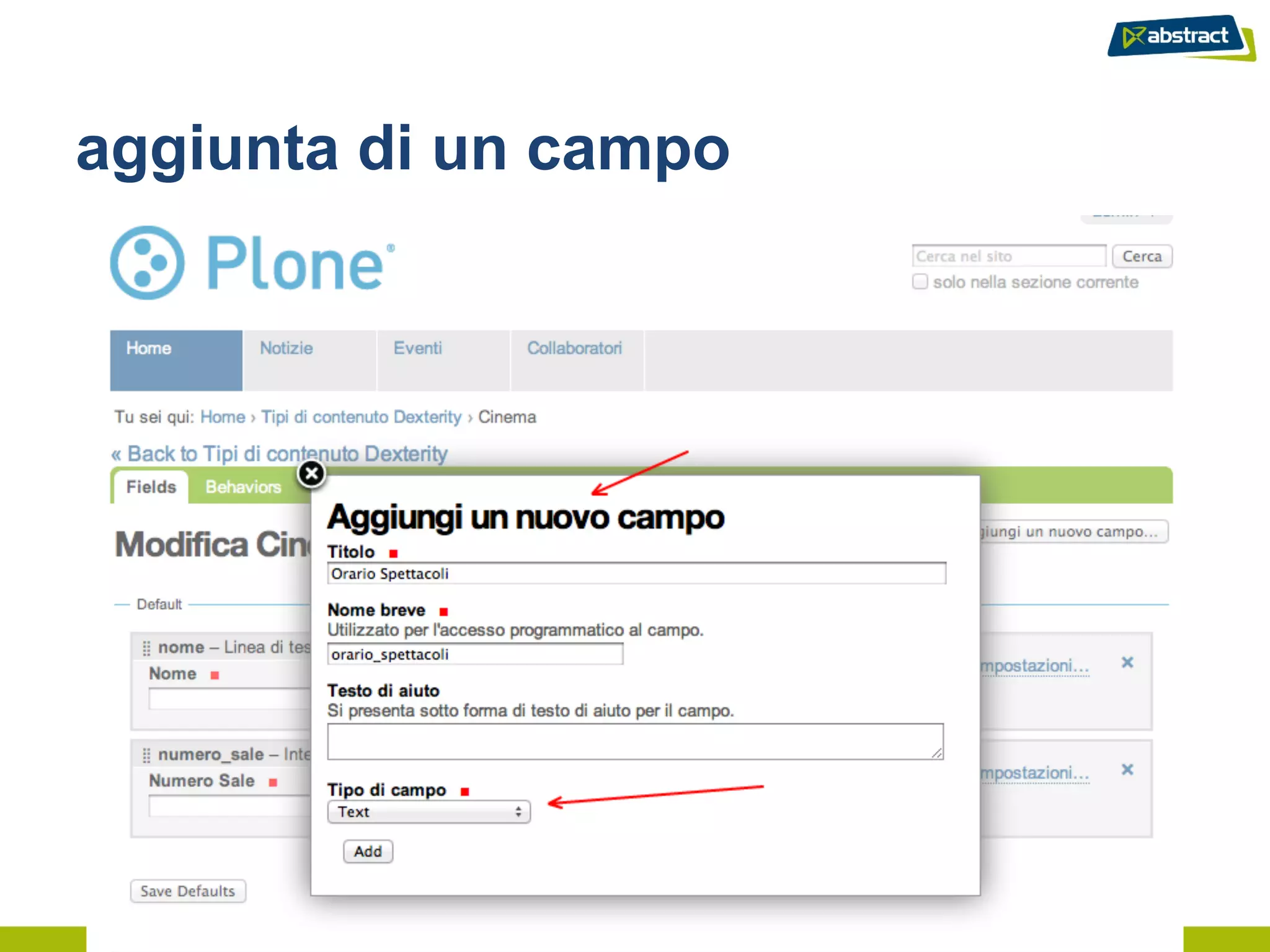 aggiunta di un campo
 