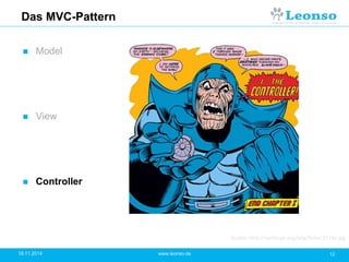 Das MVC-Pattern
 Model
 View
 Controller
18.11.2014 12www.leonso.de
Quelle: http://writeups.org/img/fiche/2719a.jpg
 