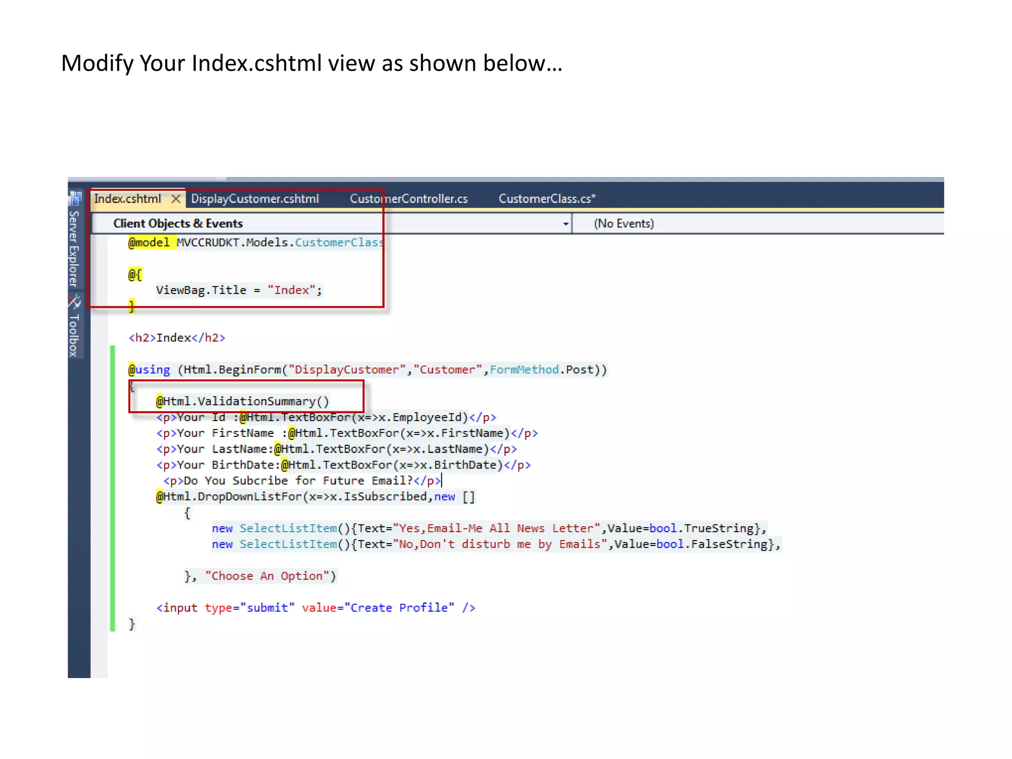 Modify Your Index.cshtml view as shown below…
 