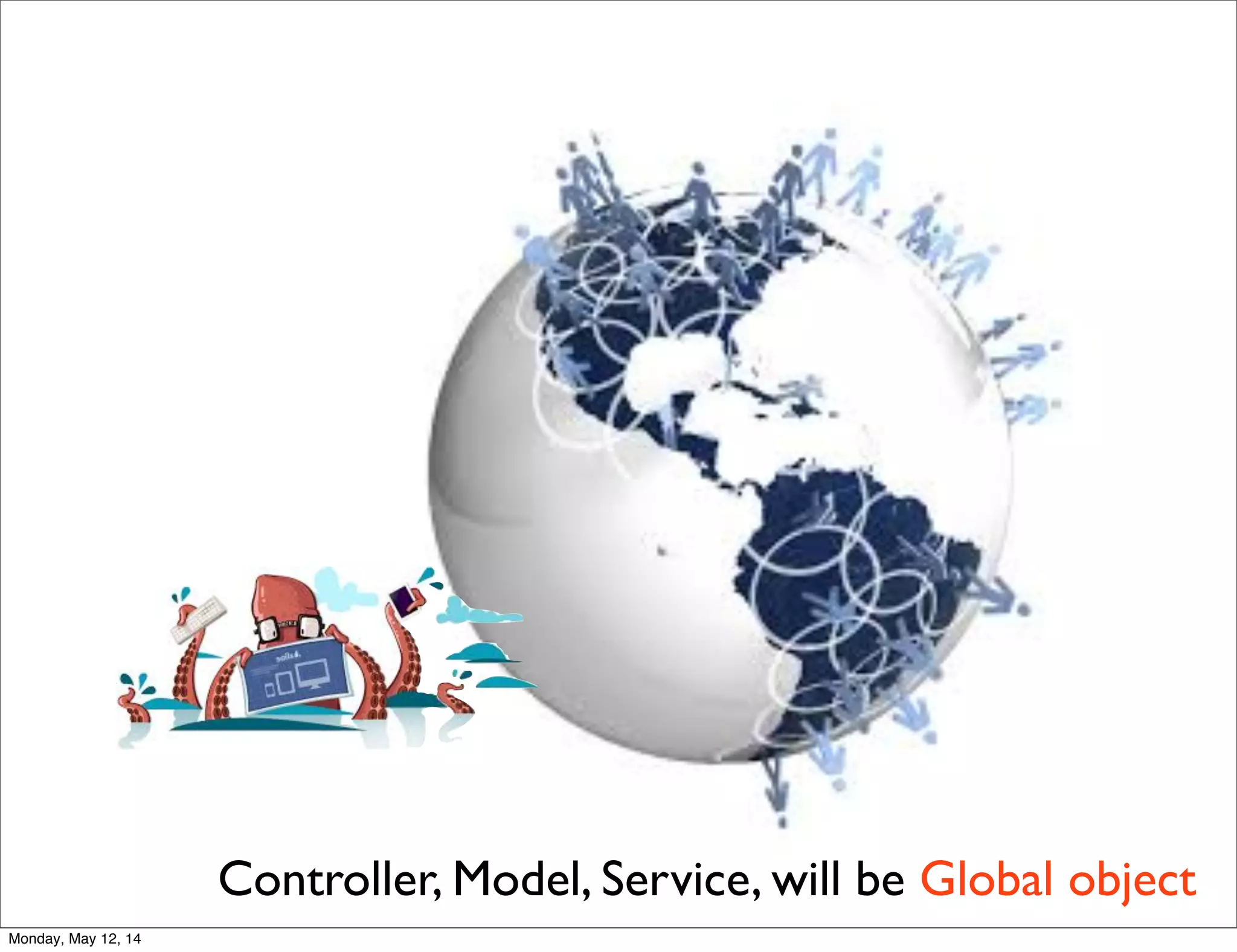 Controller, Model, Service, will be Global object
Monday, May 12, 14
 