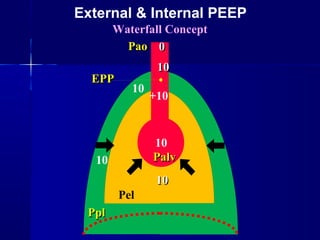 PplPpl
EPPEPP
Pel
PalvPalv
PaoPao
1010
10
+10
1010
10
00
Waterfall Concept
External & Internal PEEP
10
 