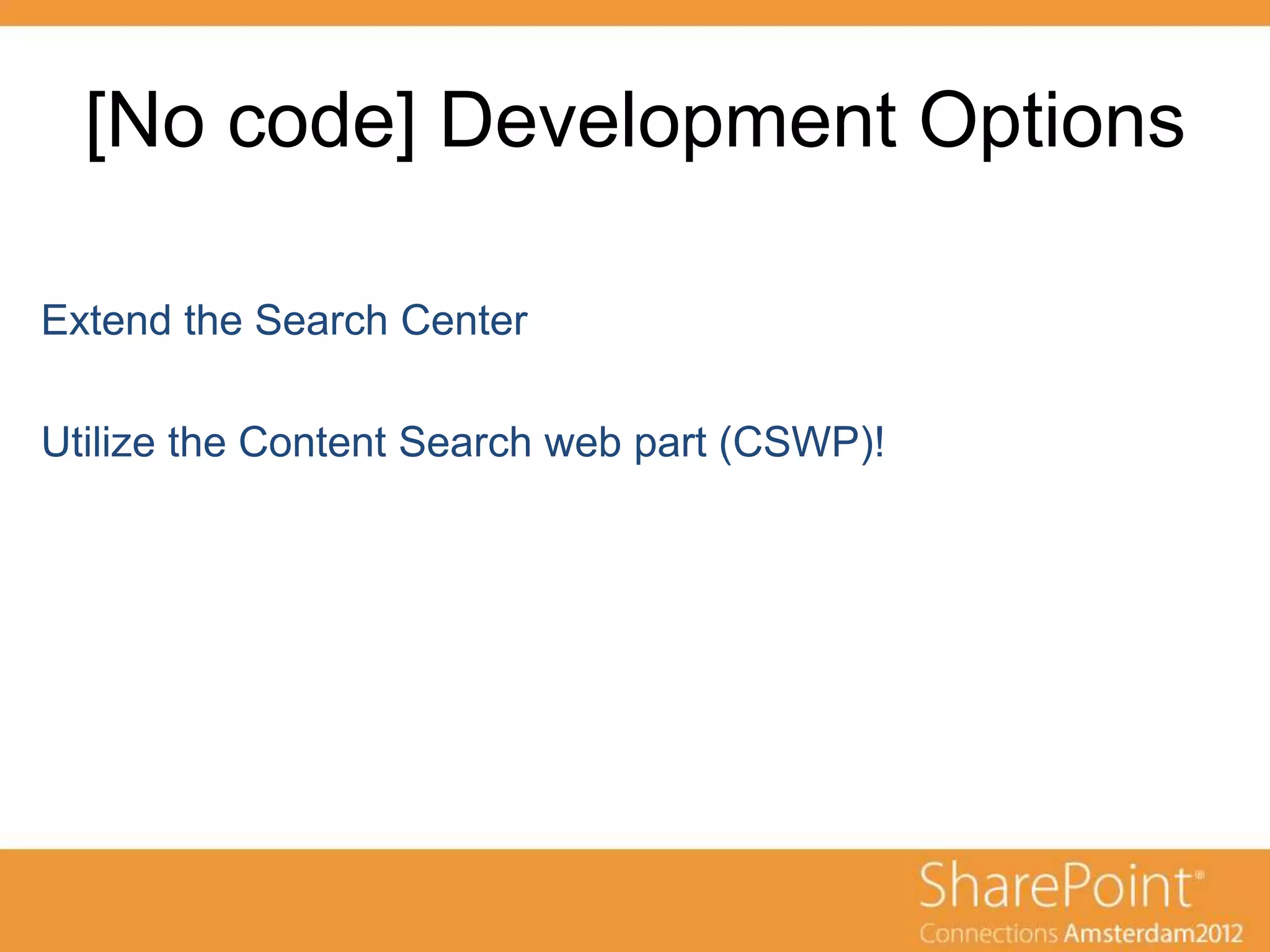 [No code] Development Options
 