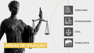 ÁREAS DE ATUAÇÃO
TRIBUTÁRIO
PEVIDENCIÁRIO
CÍVEL
TRABALHISTA
 