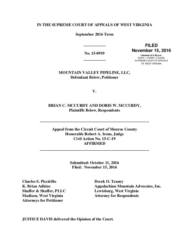 Wv Supreme Court Decision Disallowing Survey Access For Mountain Vall