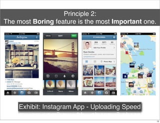 Exhibit: Instagram App - Uploading Speed
Principle 2:
The most Boring feature is the most Important one.
13
 