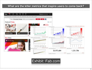 What are the killer metrics that inspire users to come back?
Exhibit: Fab.com
18
 