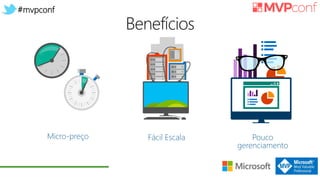 #mvpconf
Pouco
gerenciamento
Micro-preço Fácil Escala
 
