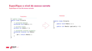 Especifique o nível de acesso correto
Especifique el nivel de acceso correcto
Expectativa
Realidade
 