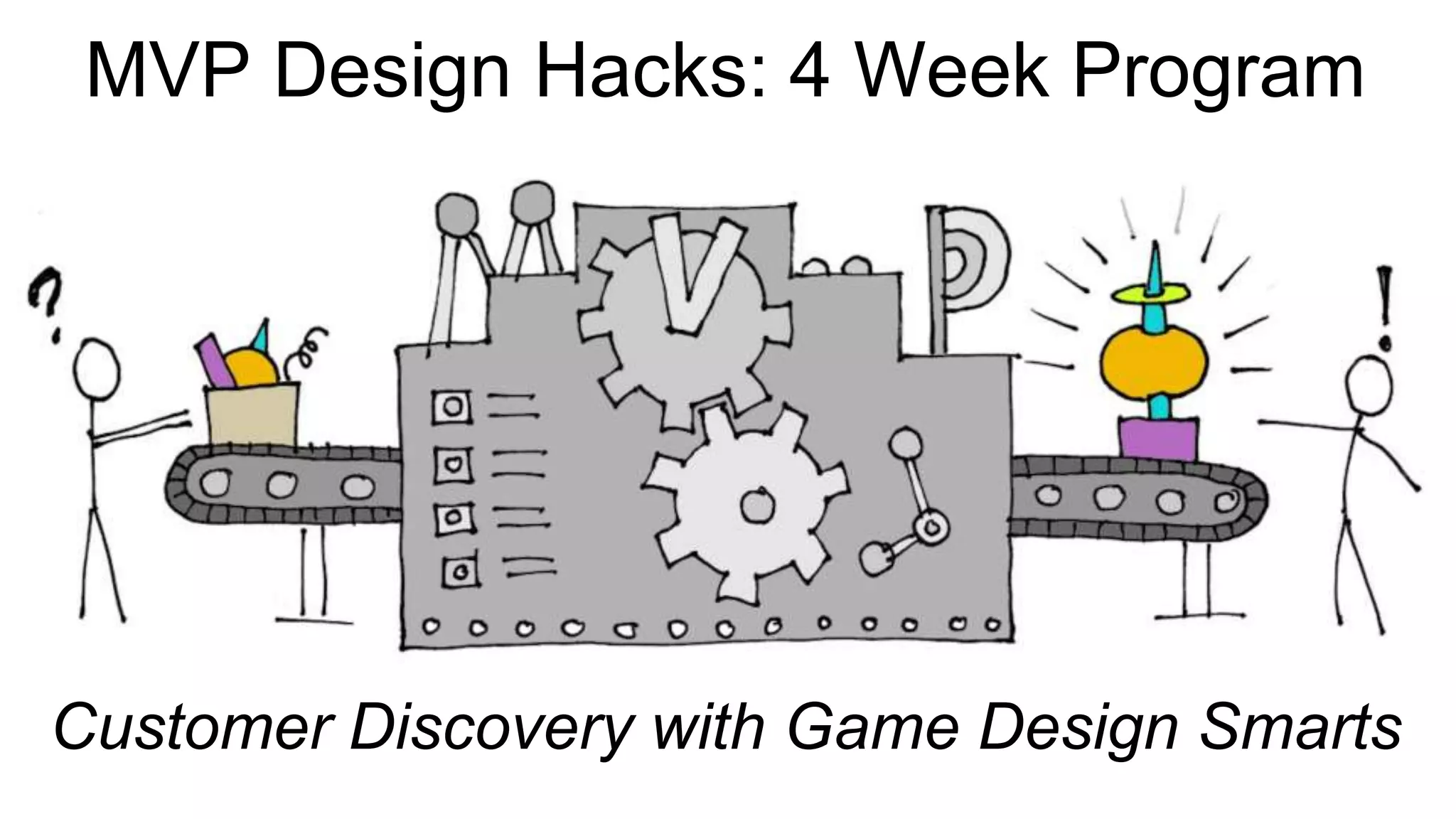 MVP Design Hacks: 4 Week Program
Customer Discovery with Game Design Smarts