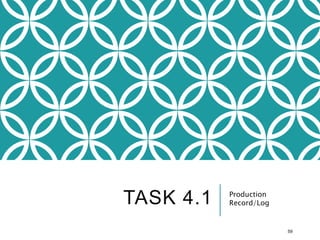 TASK 4.1 Production
Record/Log
59
 