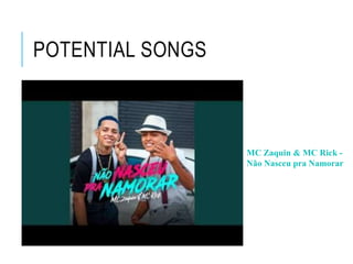 POTENTIAL SONGS
MC Zaquin & MC Rick -
Não Nasceu pra Namorar
 