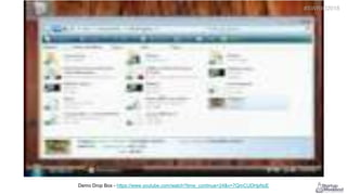 Demo Drop Box - https://www.youtube.com/watch?time_continue=24&v=7QmCUDHpNzE
#SWRIO2018
 