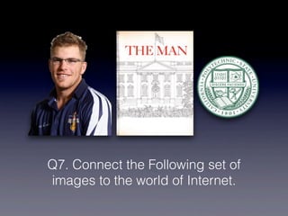 Q7. Connect the Following set of
images to the world of Internet.
 