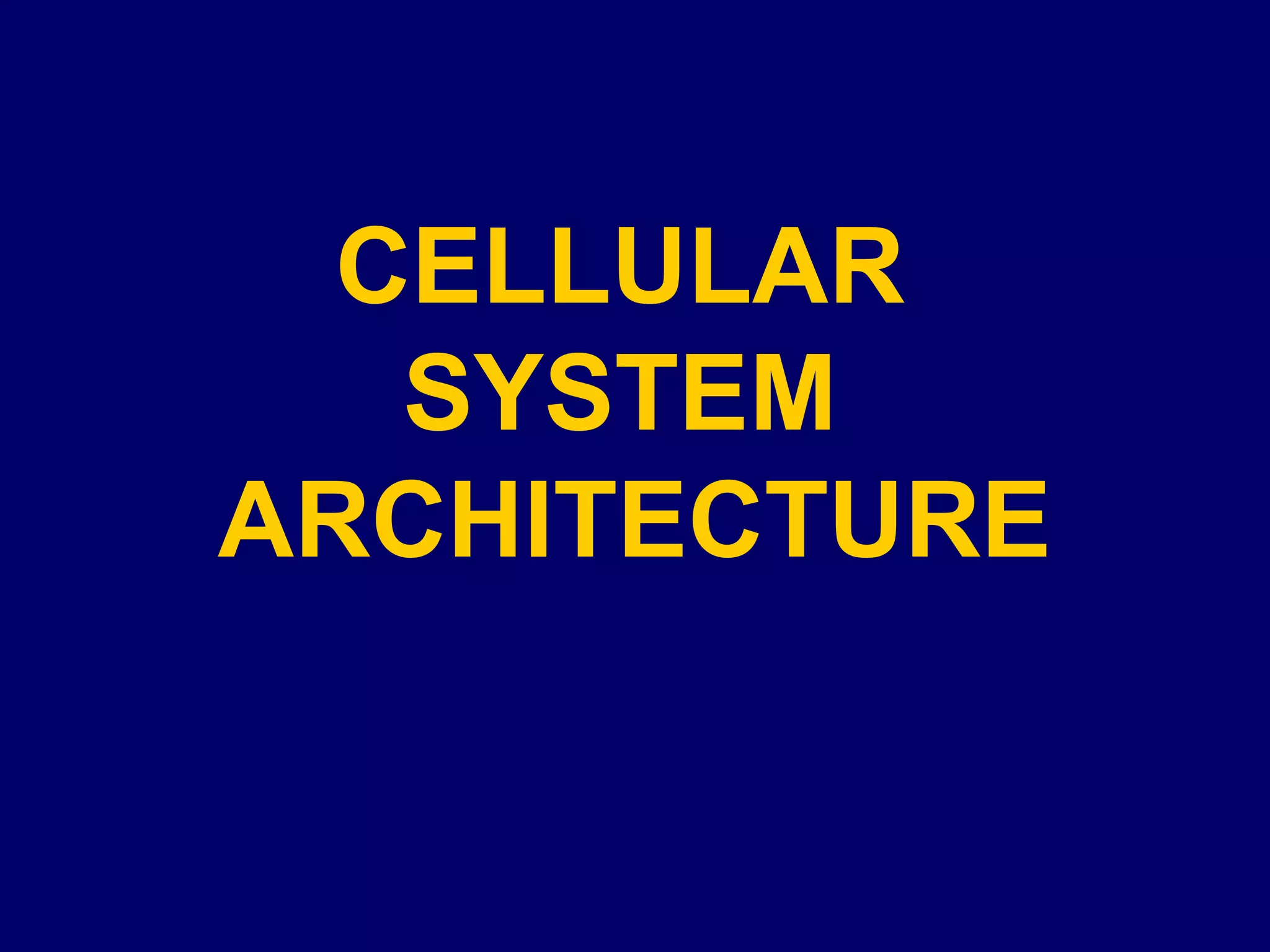 CELLULAR
   SYSTEM
ARCHITECTURE
 