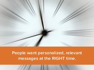 People want personalized, relevant 
messages at the RIGHT time. 
 