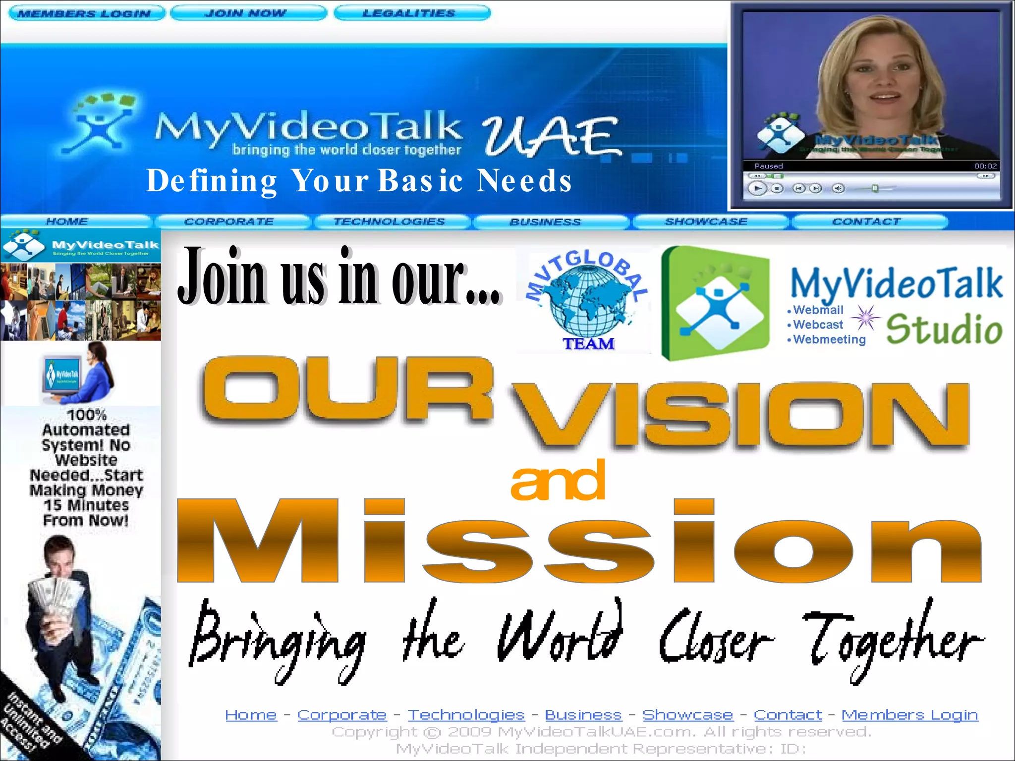 Mission Defining Your Basic Needs and Join us in our... 