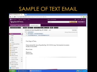 SAMPLE OF TEXT EMAIL
 