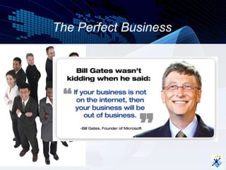 The Perfect Business


        1.   Solid Company
        2.   Breakthrough Products
        3.   Simple Business Model
        4.   Lucrative Compensation Plan
        5.   Global Training System
        6.   Perfect Timing
        7.   Low Price of Entry
        8.   Residual Income
 