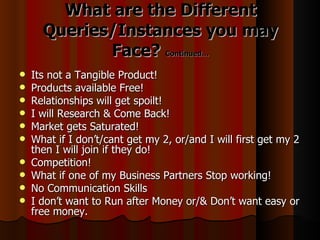 What are the Different
      Queries/Instances you may
             Face? Continued…
   Its not a Tangible Product!
   P...