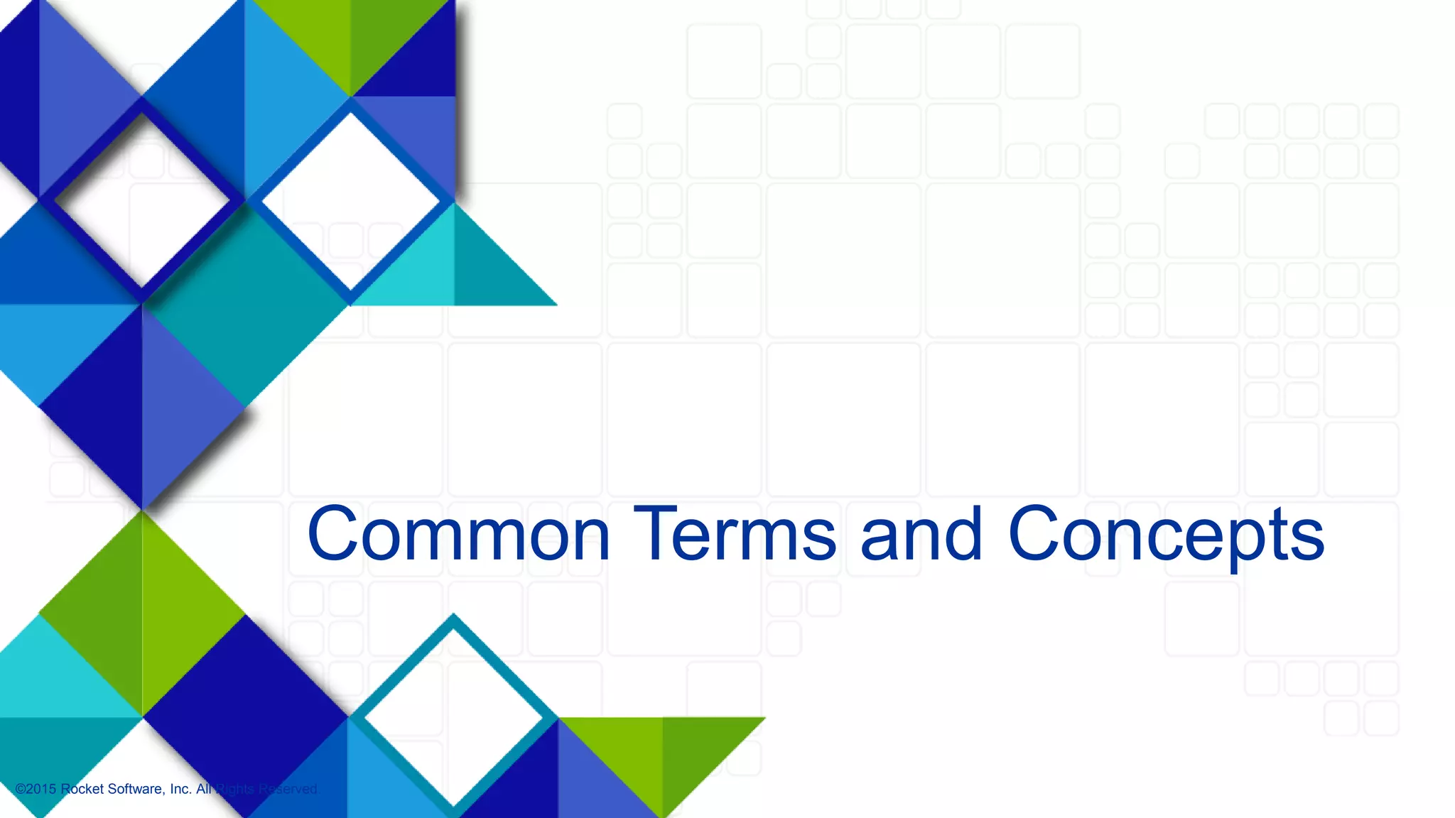 11
Common Terms and Concepts
©2015 Rocket Software, Inc. All Rights Reserved.
 
