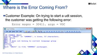 20
Where is the Error Coming From?
Customer Example: On trying to start a udt session,
the customer was getting the following error:
Error msgno = 30411. args = VOC
©2015 Rocket Software, Inc. All Rights Reserved.
 