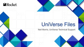1
UniVerse Files
Neil Morris, UniVerse Technical Support
 