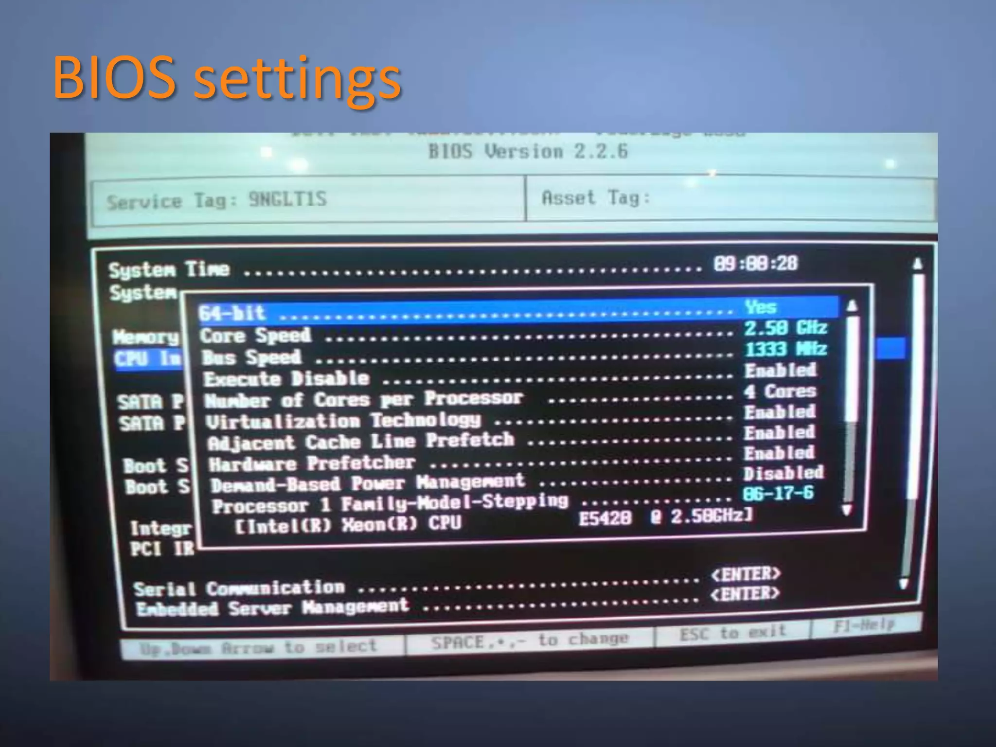 BIOS settings