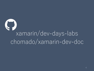 xamarin/dev-days-labs
chomado/xamarin-dev-doc
6
 