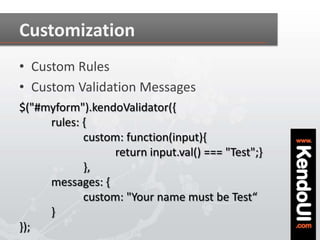 MVVM & Validation with Kendo UI | PPTX