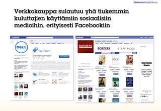 Verkkokauppa sulautuu yhä tiukemmin
kuluttajien käyttämiin sosiaalisiin
medioihin, erityisesti Facebookiin
 