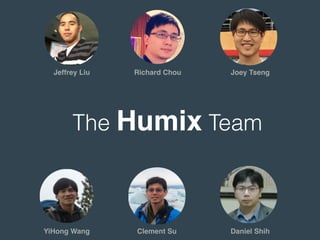 Jeffrey Liu Richard Chou Joey Tseng
Daniel ShihClement SuYiHong Wang
The Humix Team
 