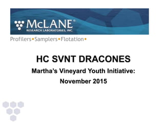 ProfilerswSamplerswFlotationw
HC SVNT DRACONES
Martha’s Vineyard Youth Initiative:
November 2015
 