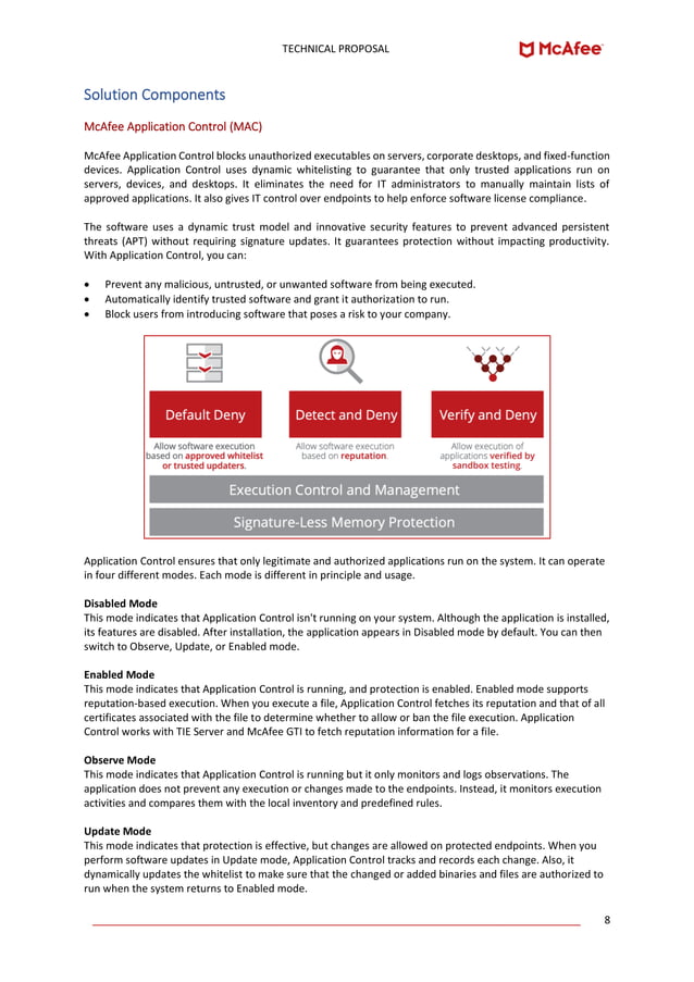 McAfee McAfee Application Control MAC Whitelisting Proposal