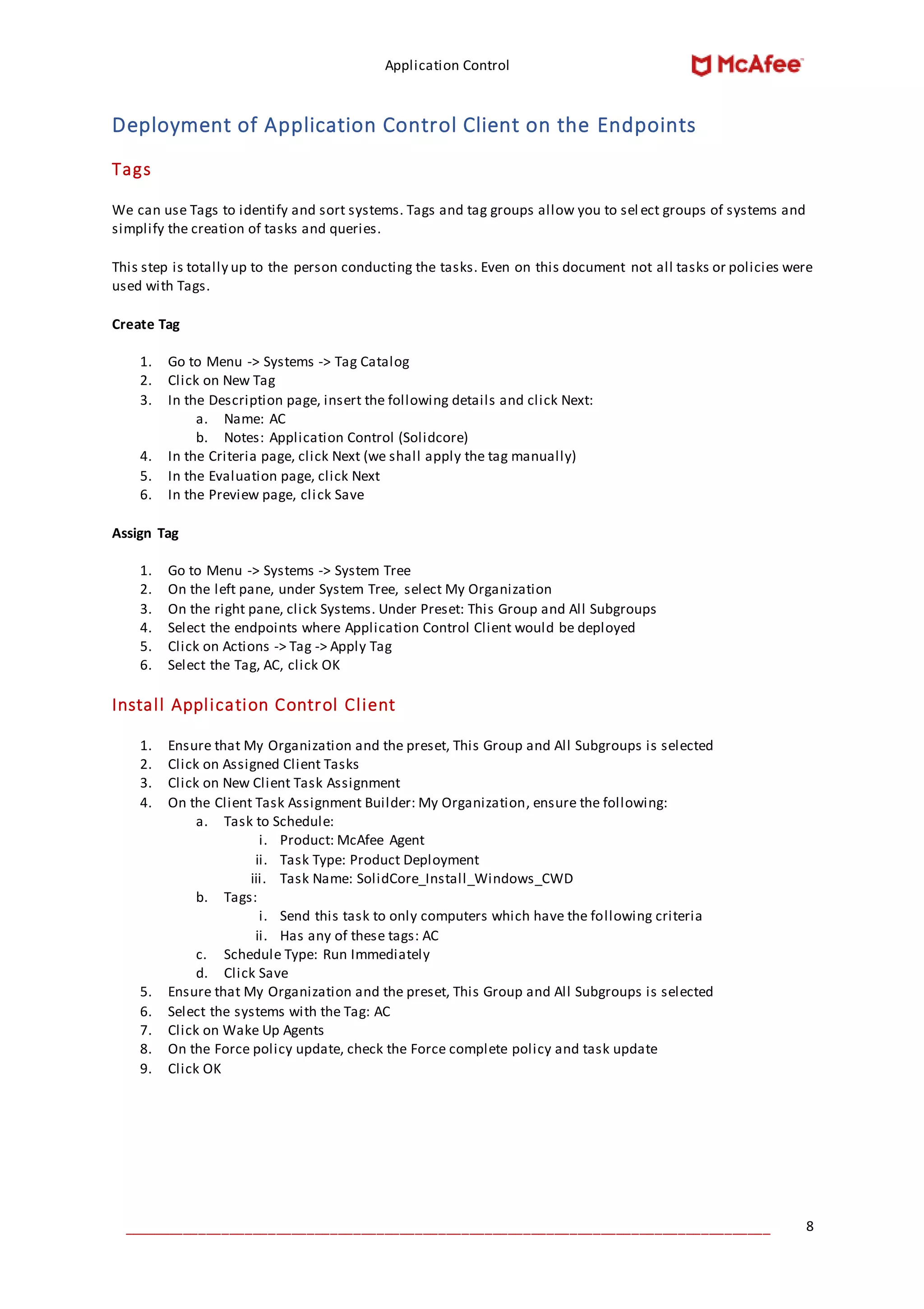 McAfee McAfee Application Control (MAC) Whitelisting Techbook DOCX