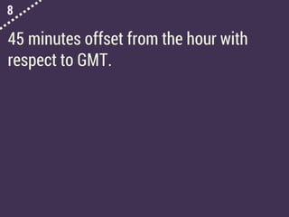 8
45 minutes offset from the hour with
respect to GMT.
 
