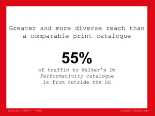 Frankly, Green + Webb @lhmann @franklygw
Greater and more diverse reach than
a comparable print catalogue
55%
of traffic t...